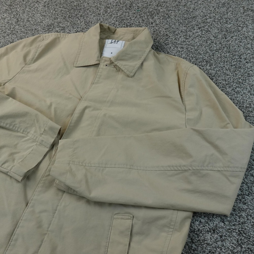 Gap Jacket Mens S Beige Brown Khaki Water Resistant Long Rain Trench Coat Casual